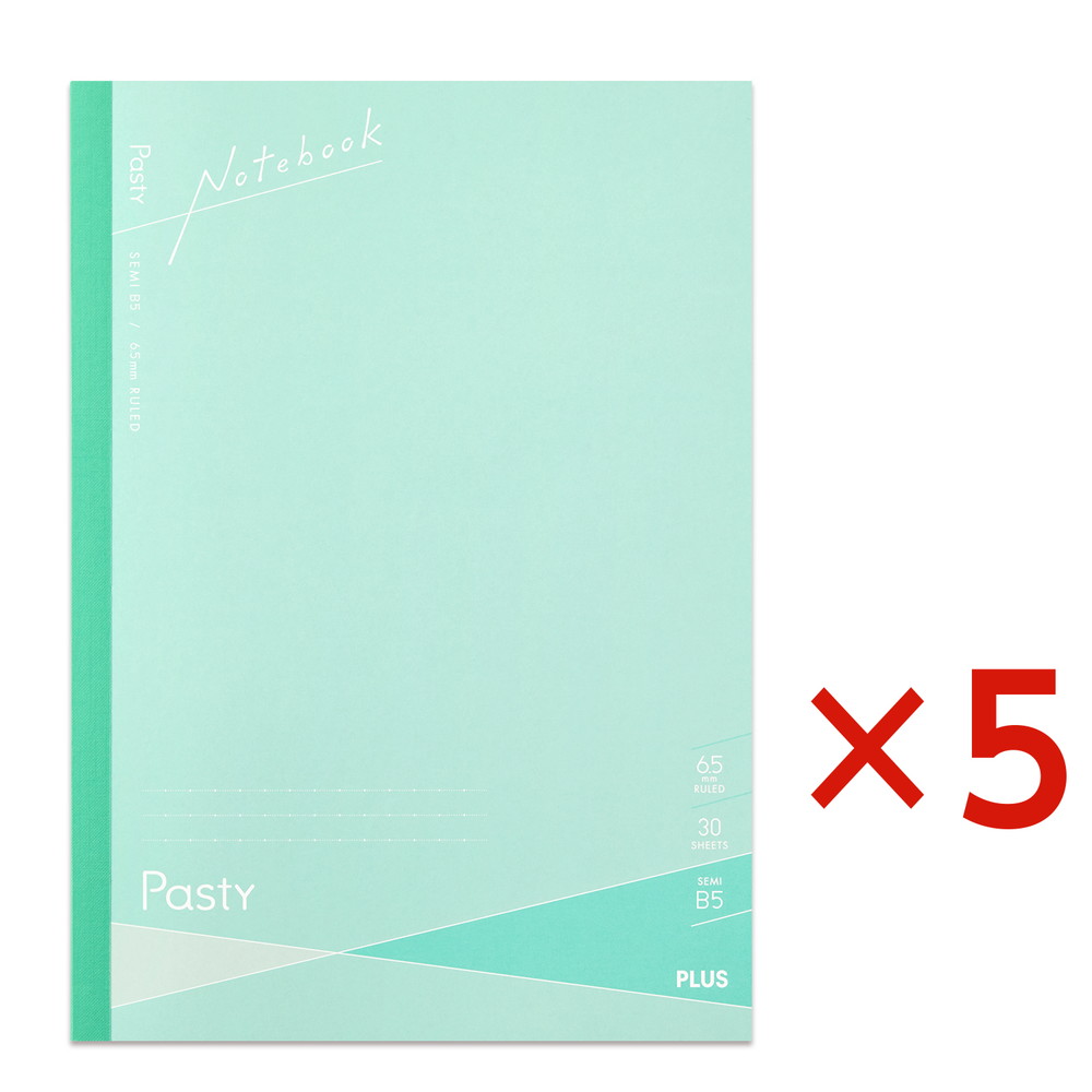 プラス PLUS Pasty 無線綴じノート セミB5サイズ グリーン NO-003D-P 77-203 5冊セット 図形 機能的 罫線 課題 宿題 勉強 学習 効率 方眼